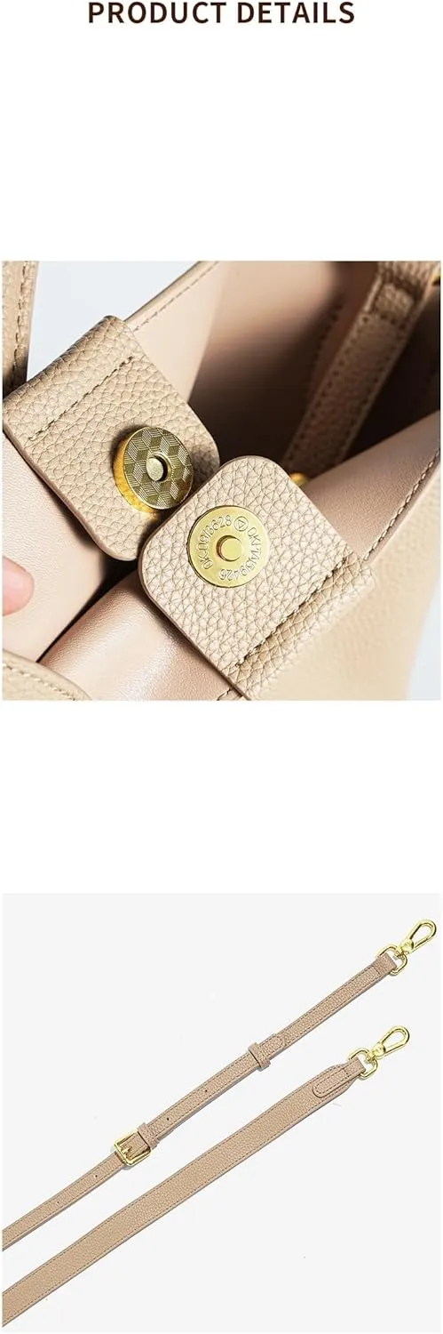 Genuine Leather Women's Shoulder Bucket Bag Handmade Fashionable & Versatile Large-Capacity Shoulder Bag