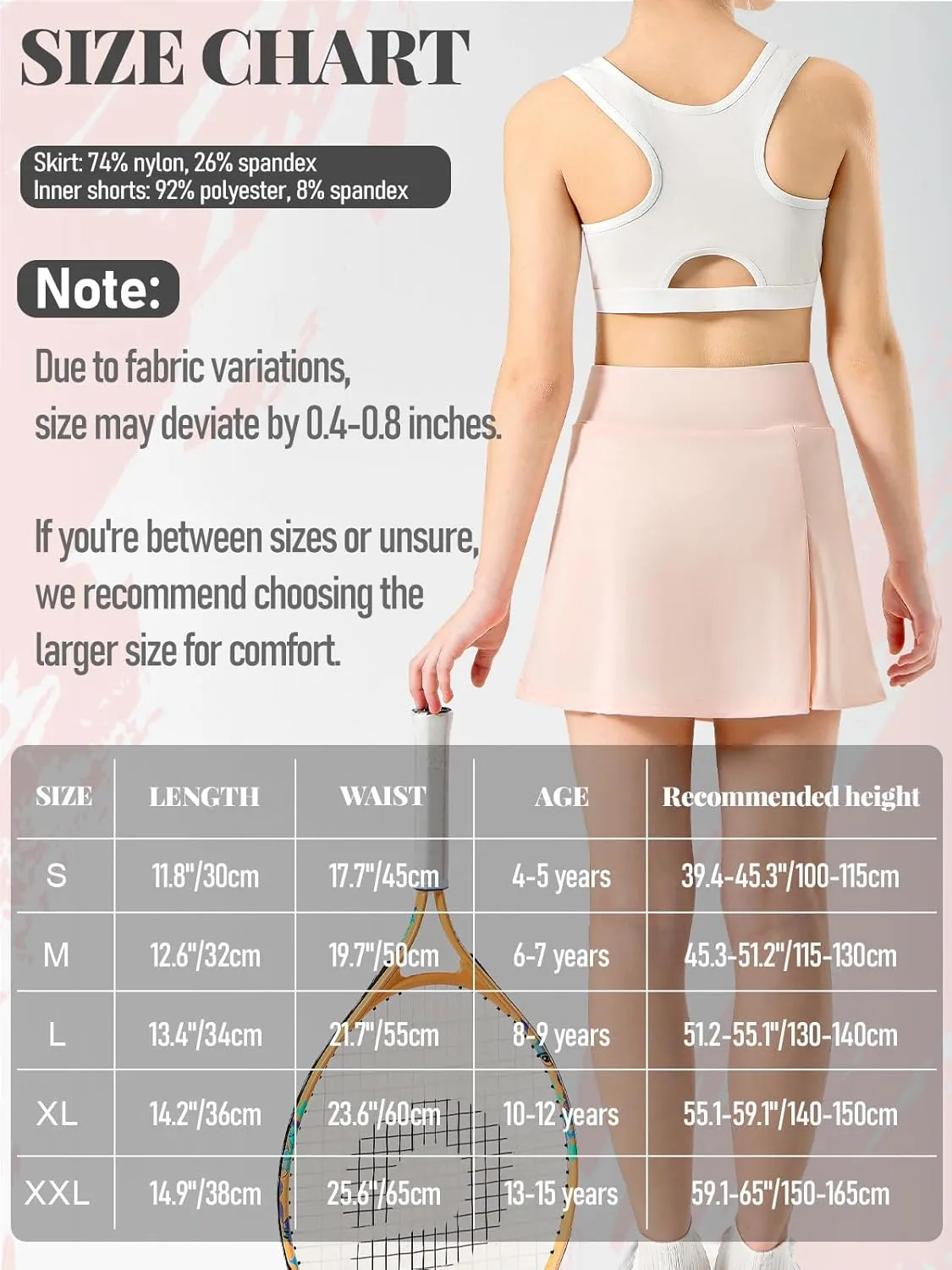 Girls Tennis Skirt High Waisted Athletic Skorts with Pockets Shorts A-line Golf Skirt Sports Gym Running Workout School