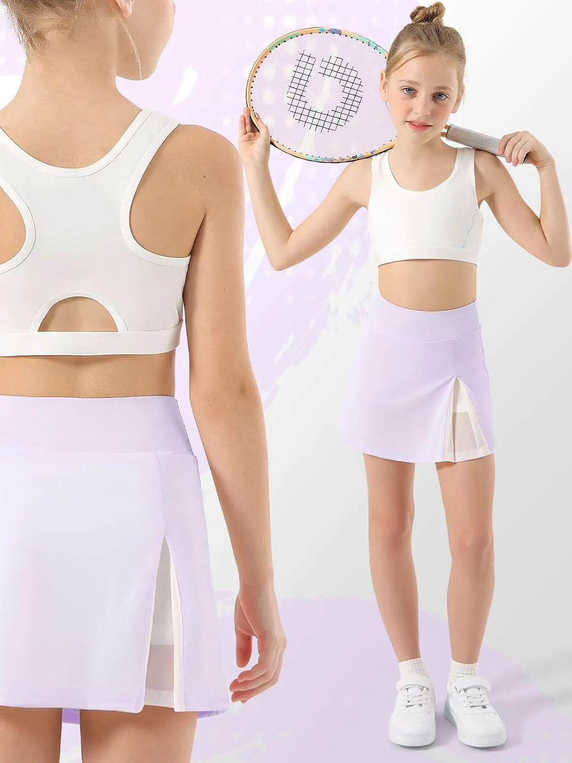 Girls Tennis Skirt High Waisted Athletic Skorts with Pockets Shorts A-line Golf Skirt Sports Gym Running Workout School