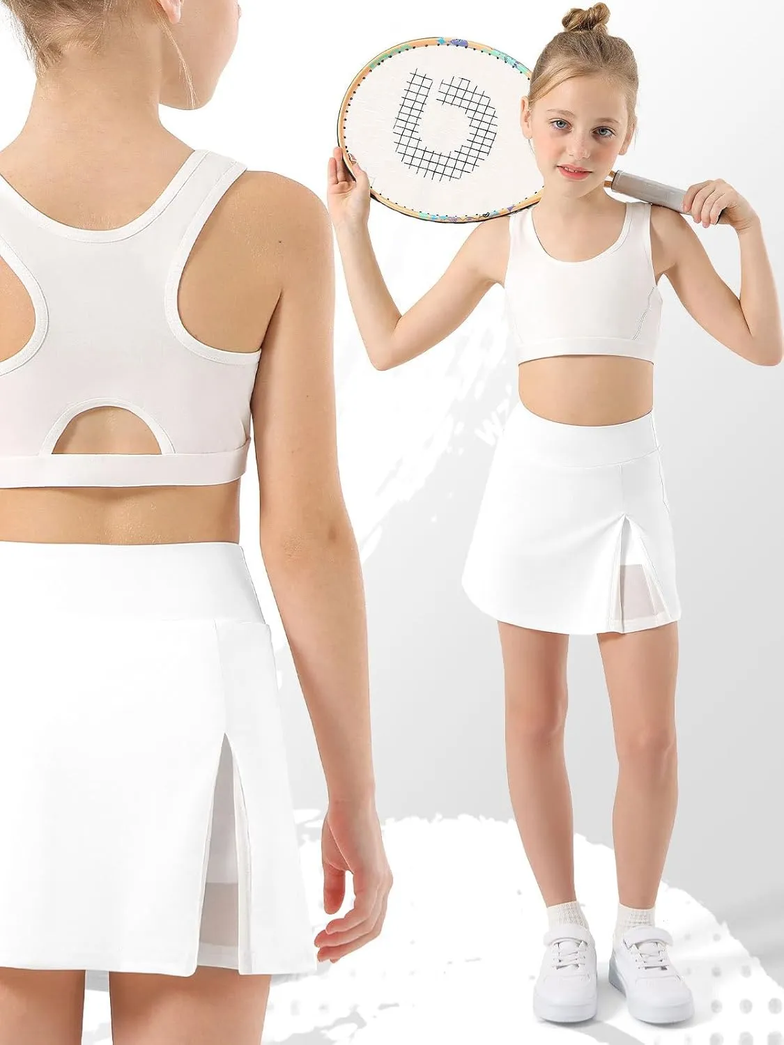 Girls Tennis Skirt High Waisted Athletic Skorts with Pockets Shorts A-line Golf Skirt Sports Gym Running Workout School