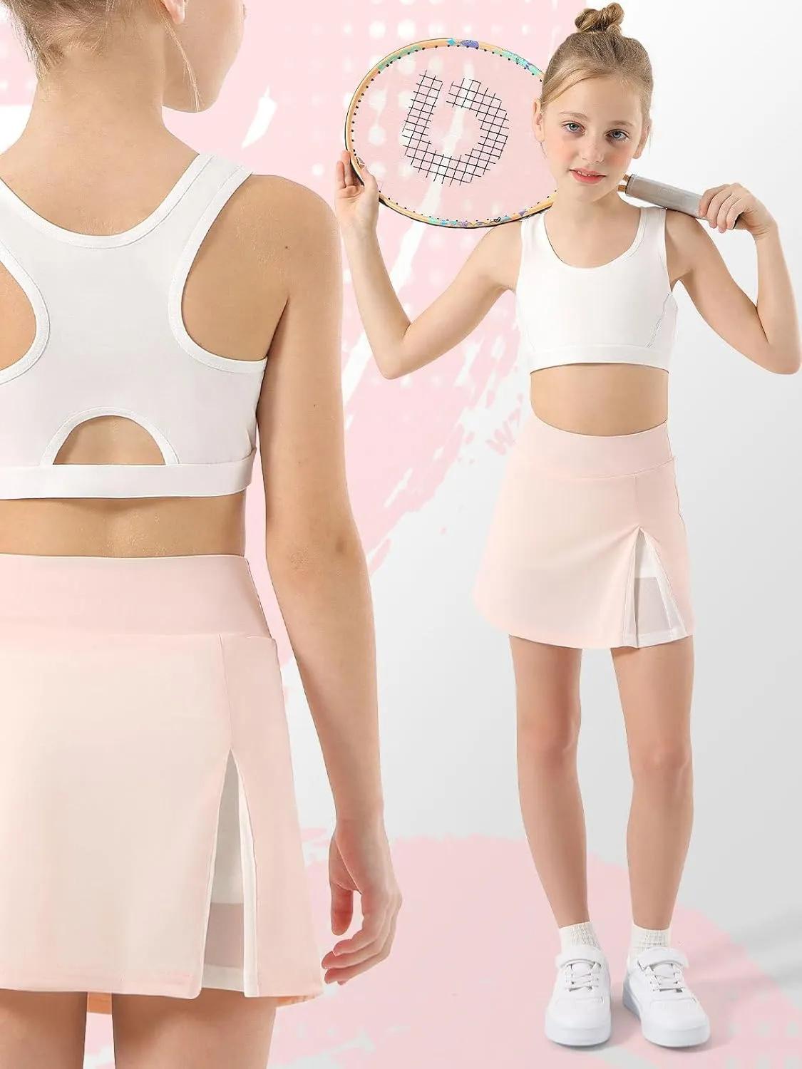 Girls Tennis Skirt High Waisted Athletic Skorts with Pockets Shorts A-line Golf Skirt Sports Gym Running Workout School