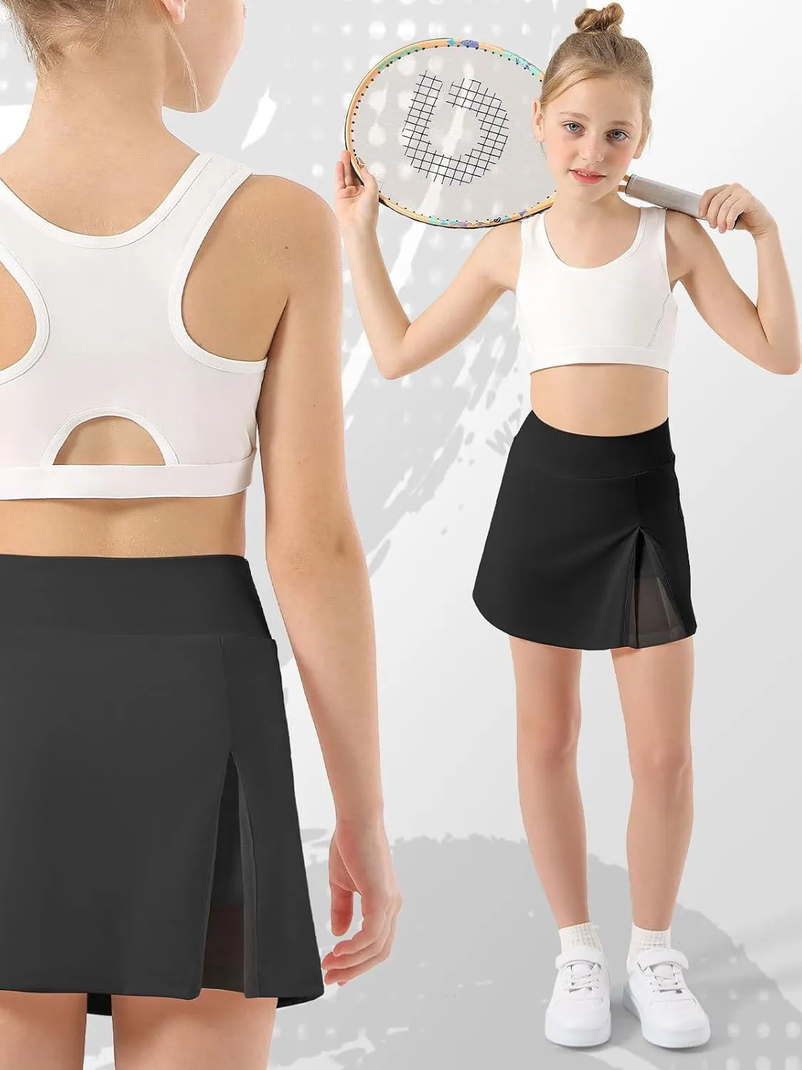 Girls Tennis Skirt High Waisted Athletic Skorts with Pockets Shorts A-line Golf Skirt Sports Gym Running Workout School