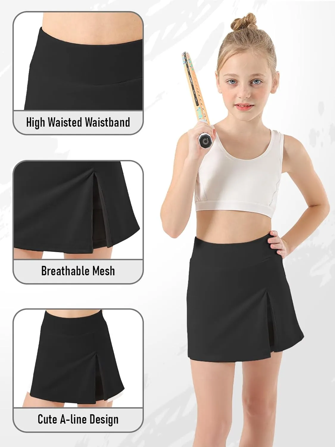 Girls Tennis Skirt High Waisted Athletic Skorts with Pockets Shorts A-line Golf Skirt Sports Gym Running Workout School