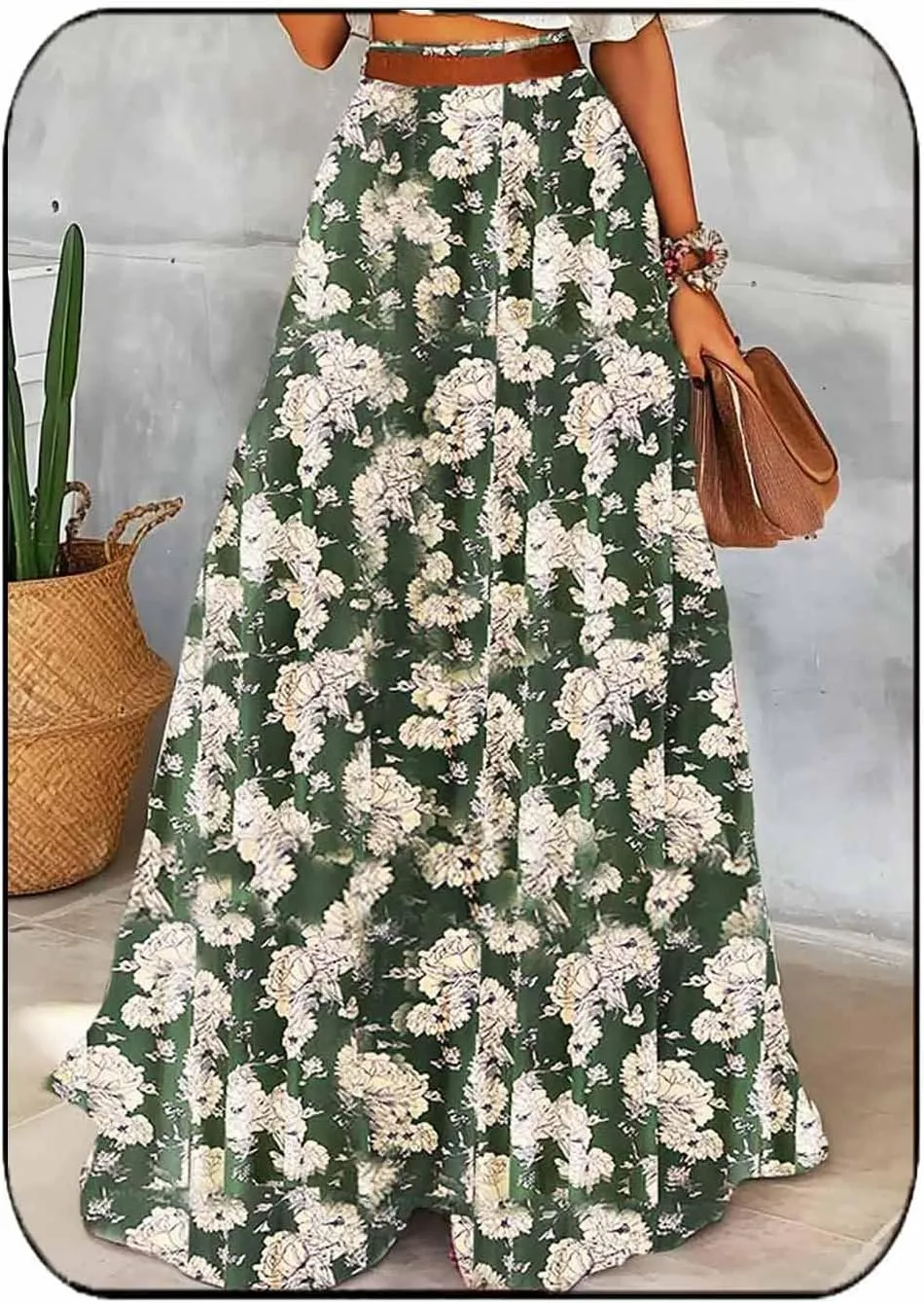 GORAIS Maxi Long Skirts for Women Boho Floral High Waist Skirt