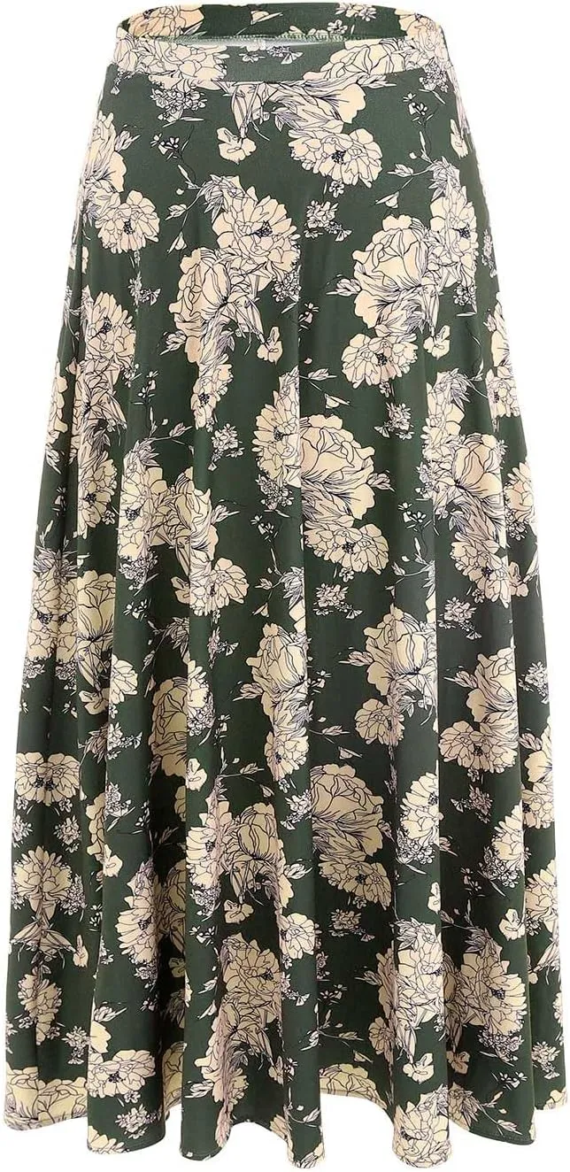 GORAIS Maxi Long Skirts for Women Boho Floral High Waist Skirt