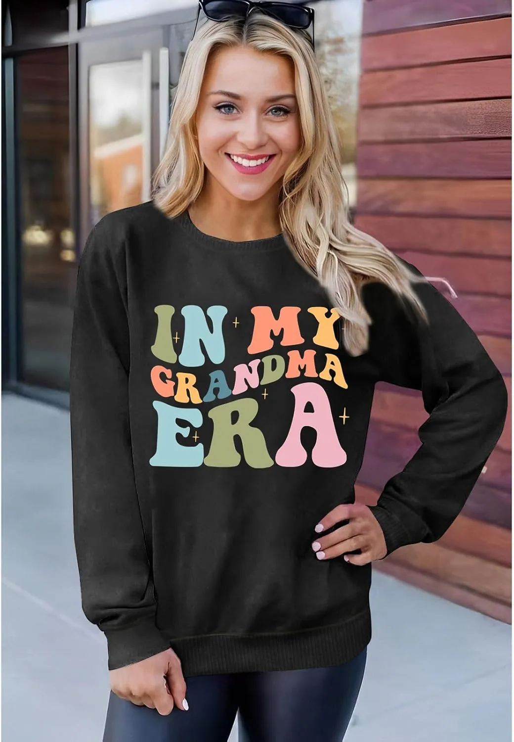 Grandma Sweatshirts Women In My Grandma Era Long Sleeve Gift for Grandma Shirt Graphic Tees Pullover Tops