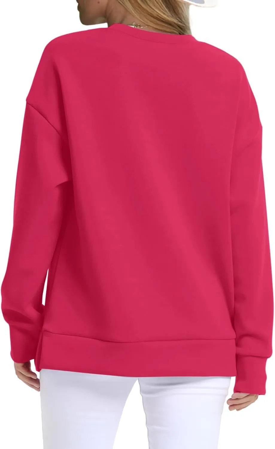 Gumipy Oversized Sweatshirt for Women Side Split Fleece Crewneck Sweatshirts Long Sleeve Womens Sweatshirt Spring Clothes