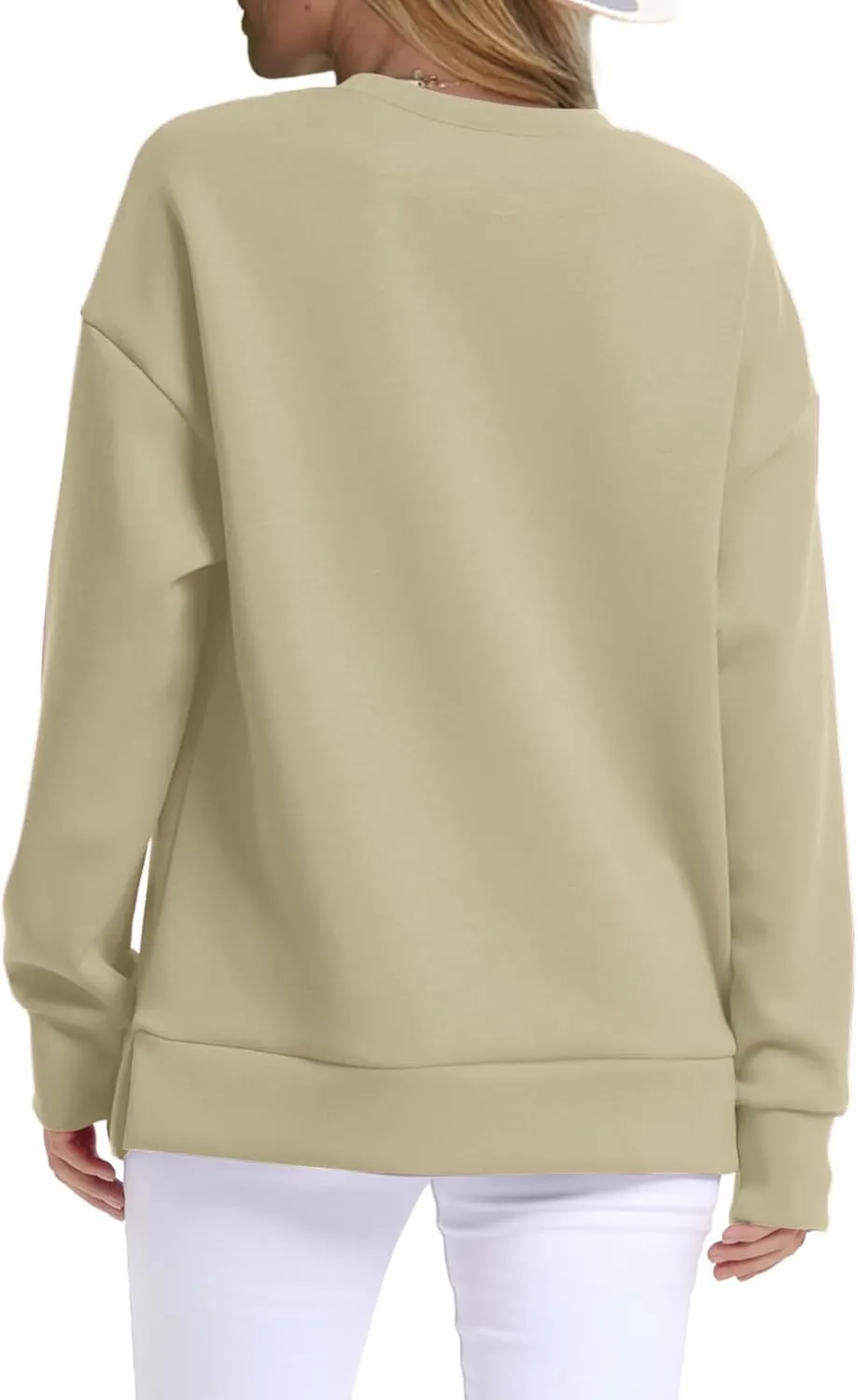 Gumipy Oversized Sweatshirt for Women Side Split Fleece Crewneck Sweatshirts Long Sleeve Womens Sweatshirt Spring Clothes