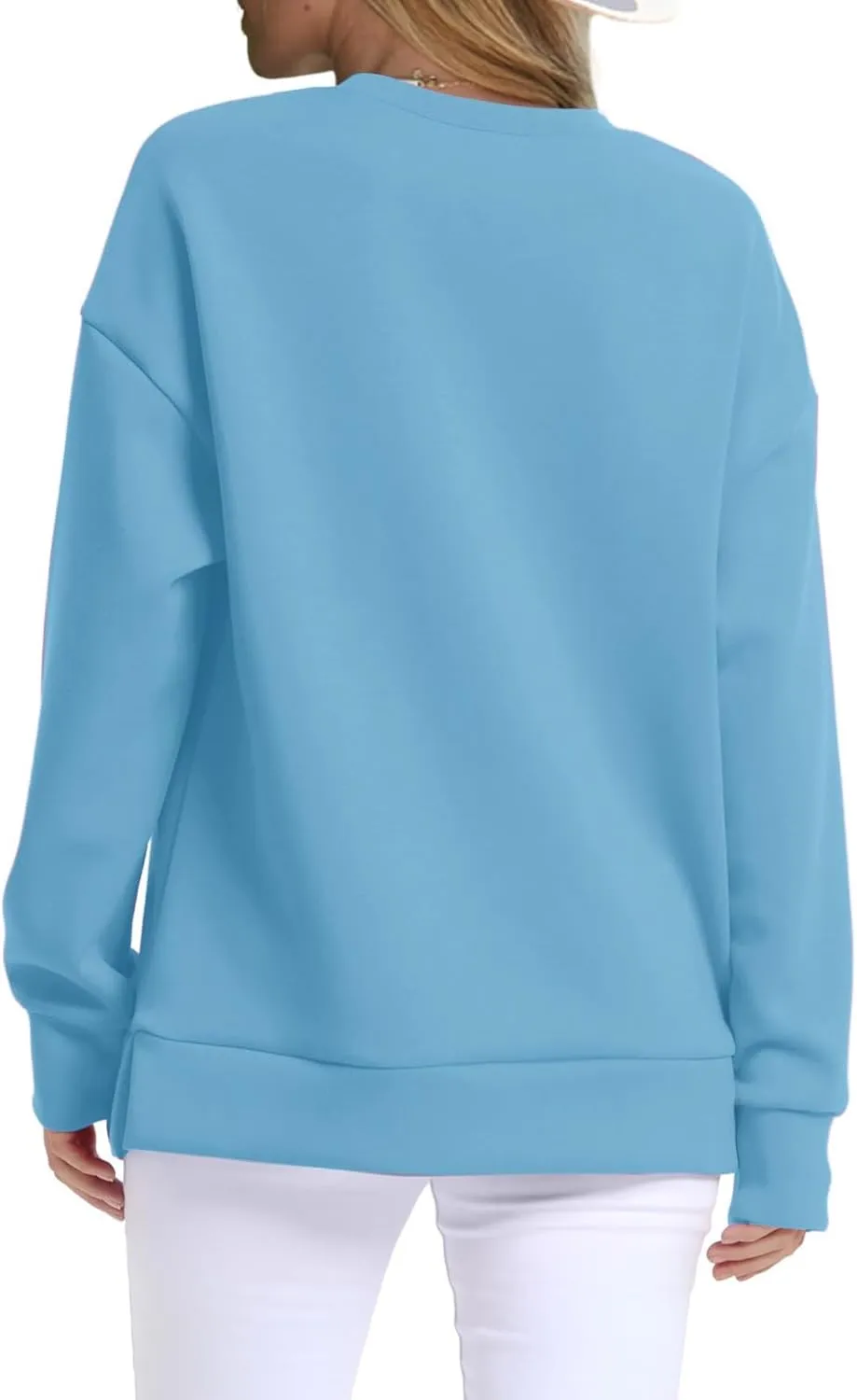 Gumipy Oversized Sweatshirt for Women Side Split Fleece Crewneck Sweatshirts Long Sleeve Womens Sweatshirt Spring Clothes