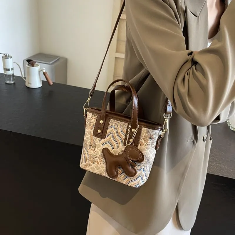 Hand-held small handbags Women's fashion embroidery bucket purses casual versatile crossbody bags