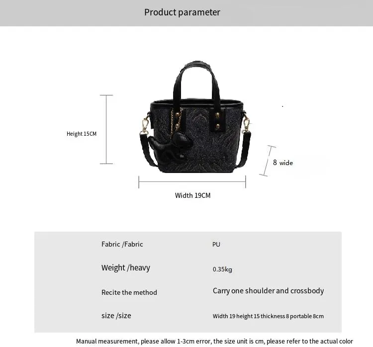 Hand-held small handbags Women's fashion embroidery bucket purses casual versatile crossbody bags