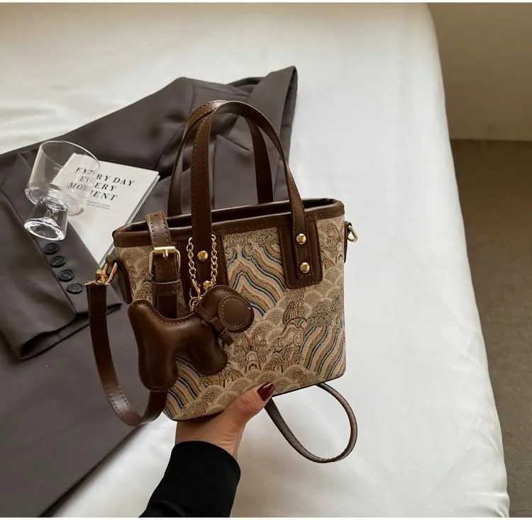 Hand-held small handbags Women's fashion embroidery bucket purses casual versatile crossbody bags