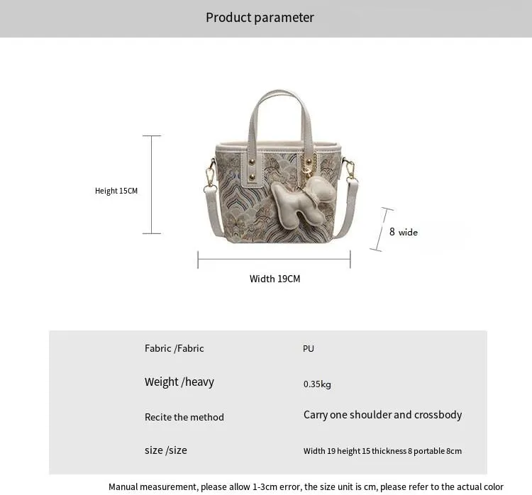Hand-held small handbags Women's fashion embroidery bucket purses casual versatile crossbody bags