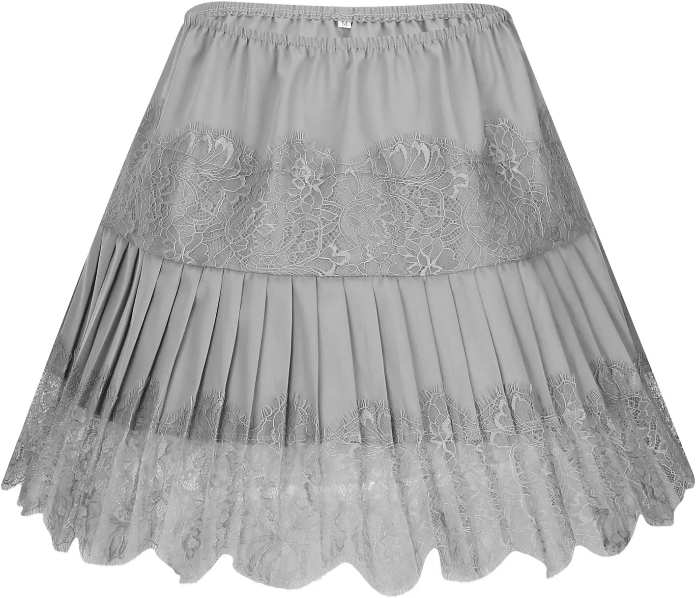 High Waisted Skirts for Women Lace Trim Midi Length Bohemian Casual Skirt with Asymmetrical Hem and Elastic Waist