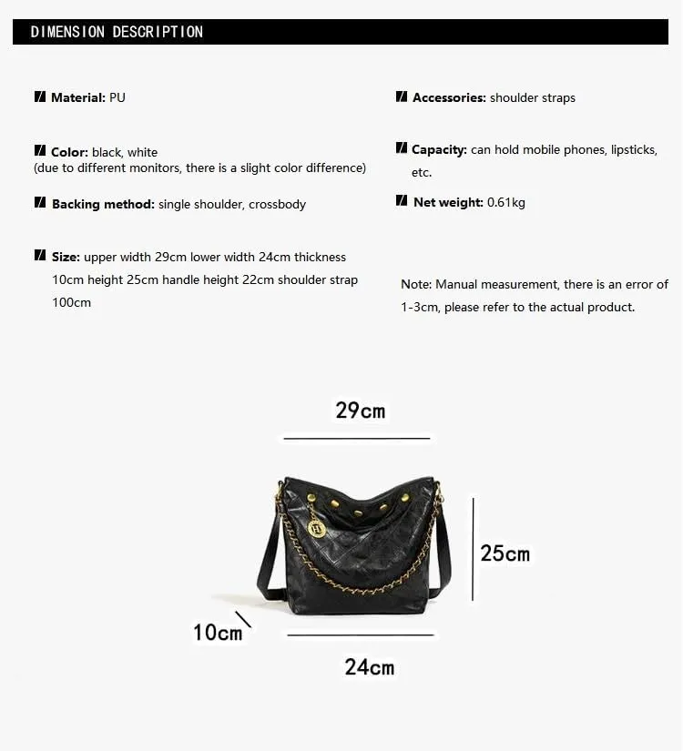 Highquality texture chain bucket bags fashionable commuting women's versatile shoulder purses messenger handbags
