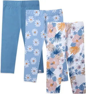 HonestBaby Multipack Leggings Skinny, Flare and Cargo Pants Organic Cotton for Infant Baby Girls, Toddlers, Little Kids