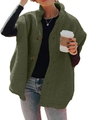 Hongqizo Womens Fuzzy Fleece Vest Casual Oversized Warm Button Down Sherpa Vest Jacket with Pockets