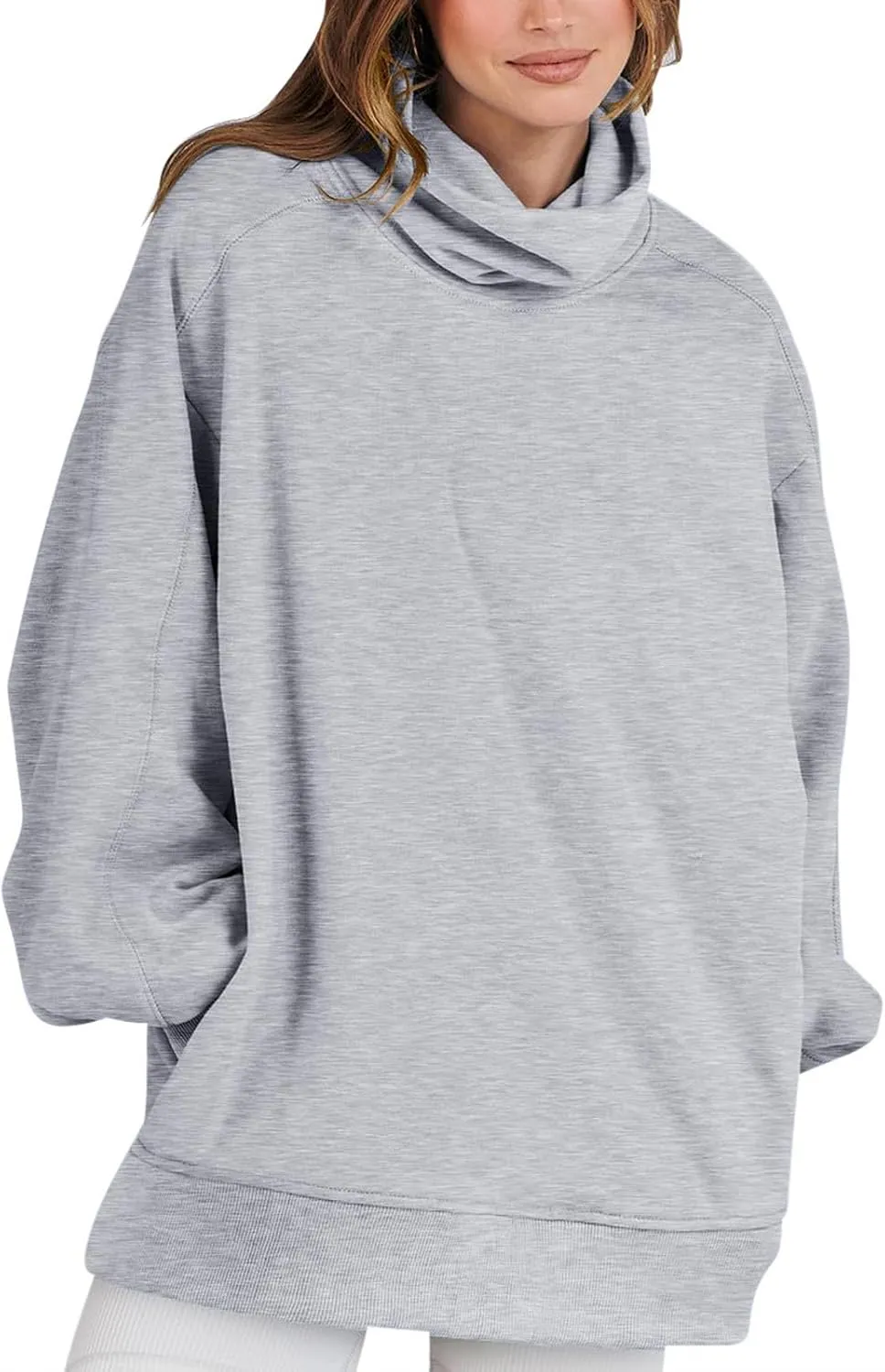 Hoodie Womens Fashion Oversized Sweatshirts Loose Fit Drop Shoulder Pullover Plain Long Sleeve Dressy Casual Tops