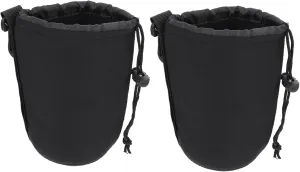 Housoutil Flexible Camera Lens Bag Neoprene Drawstring Pouch for Dslr Pancakes Belt Hooks
