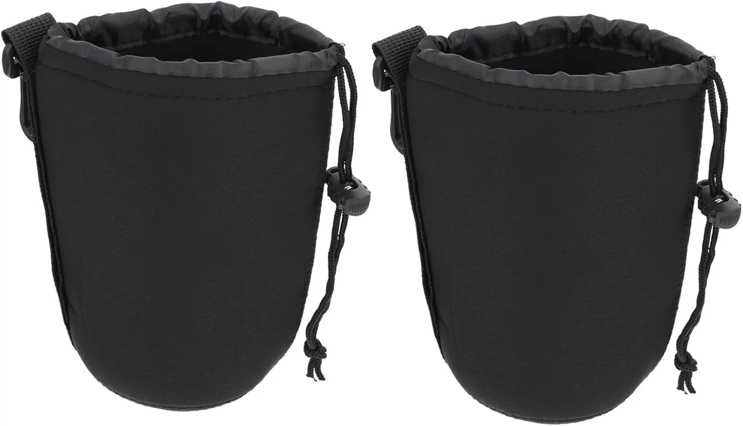 Housoutil Flexible Camera Lens Bag Neoprene Drawstring Pouch for Dslr Pancakes Belt Hooks