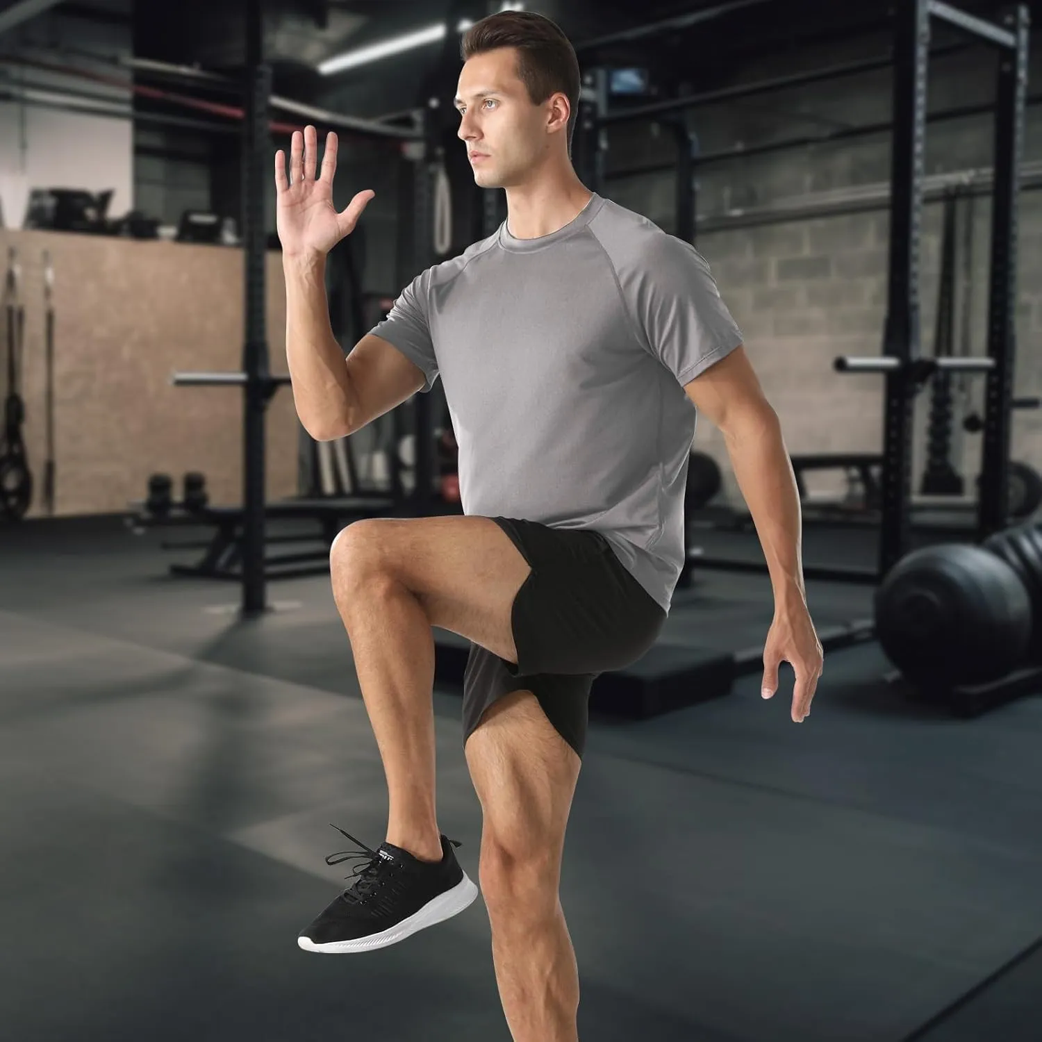 HYCOPROT Men's Quick Dry Workout Shirts - Moisture Wicking Short Sleeves Athletic Tee for Gym, Running & Casual