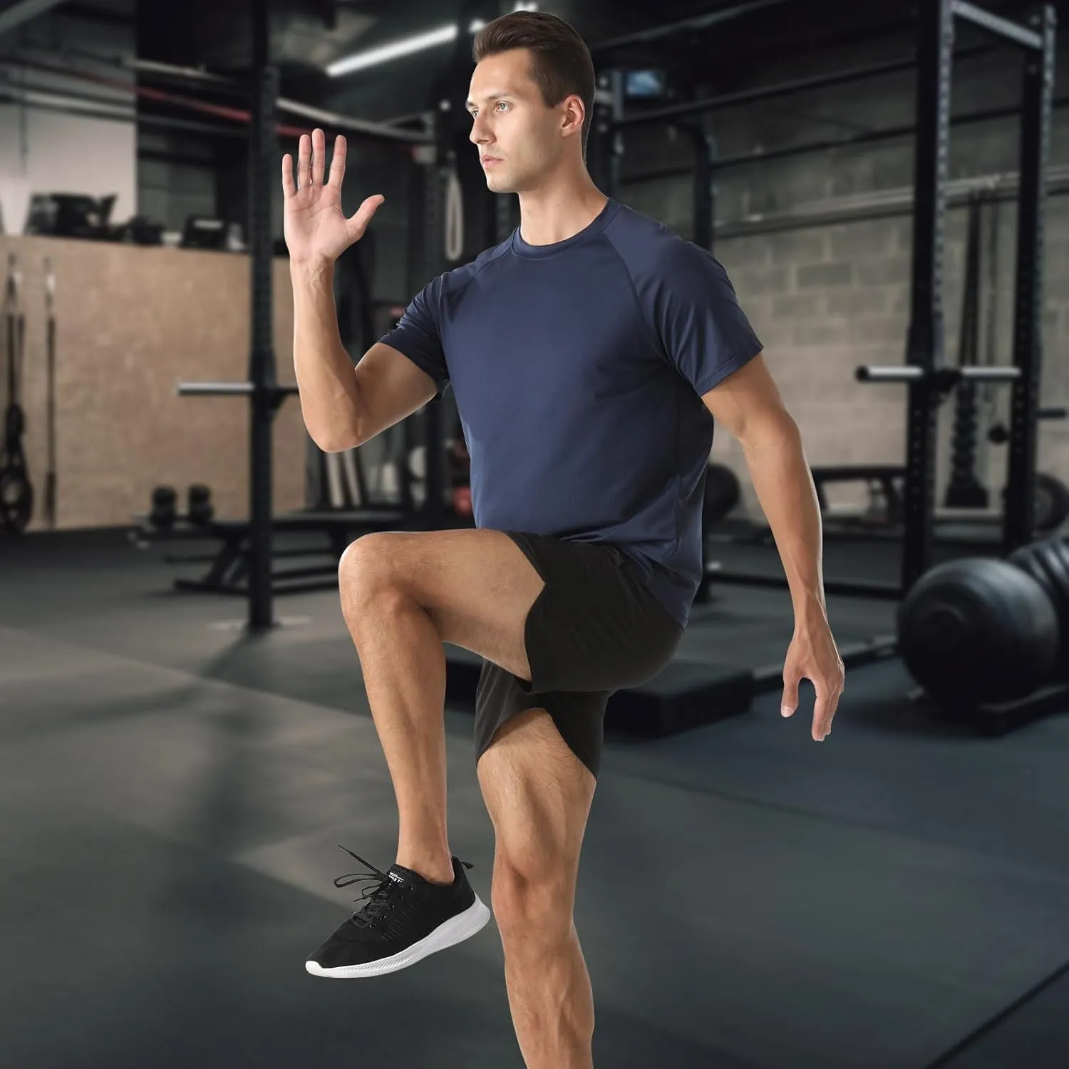 HYCOPROT Men's Quick Dry Workout Shirts - Moisture Wicking Short Sleeves Athletic Tee for Gym, Running & Casual