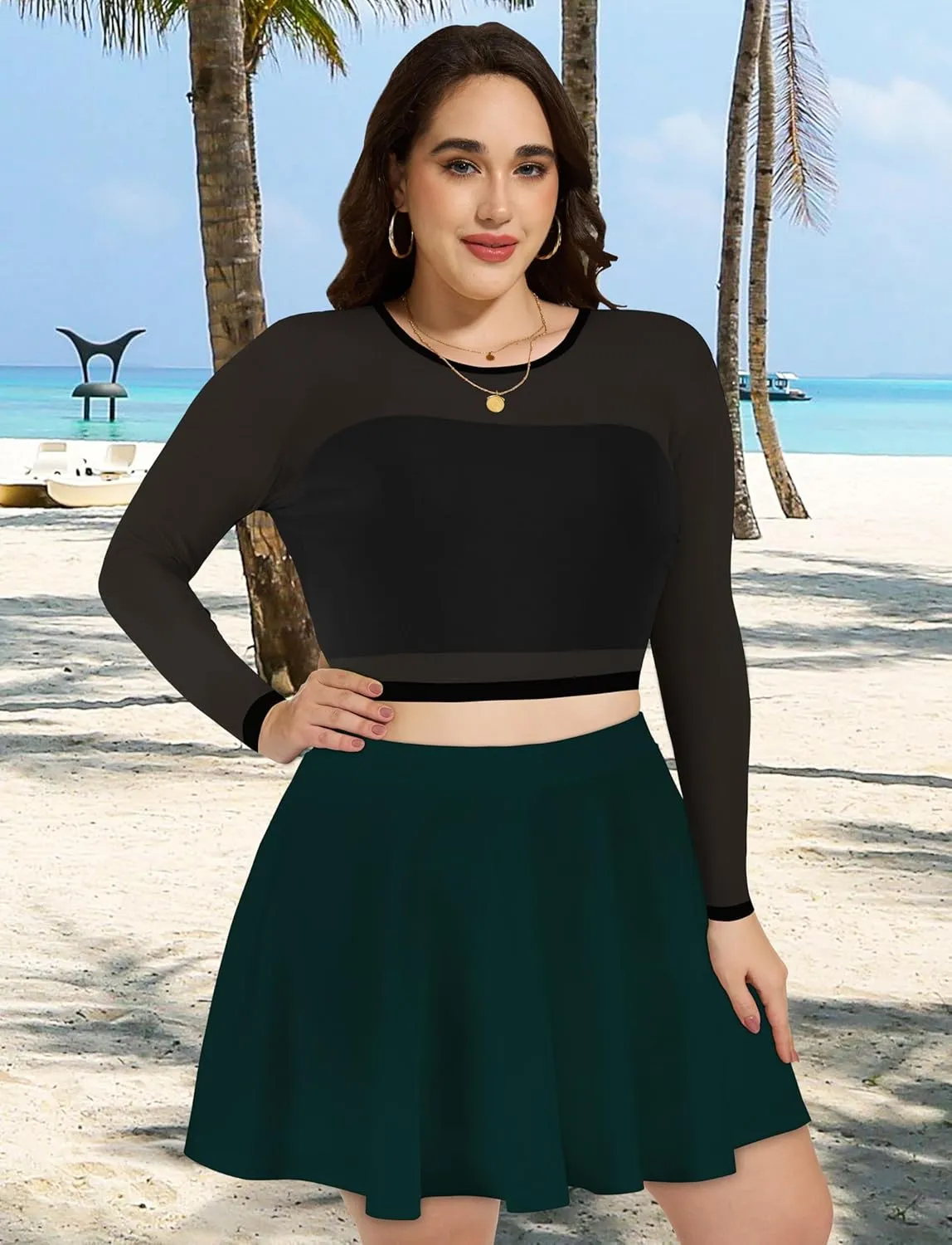 JOELLYUS Plus Size Skirts for Women Summer Pleated Mini Skirt Casual Flowy High Waisted Womens Short Skirts