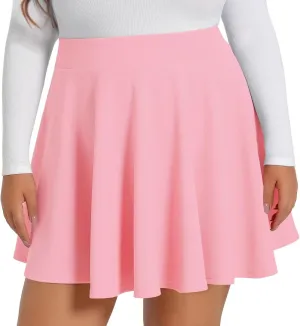 JOELLYUS Plus Size Skirts for Women Summer Pleated Mini Skirt Casual Flowy High Waisted Womens Short Skirts
