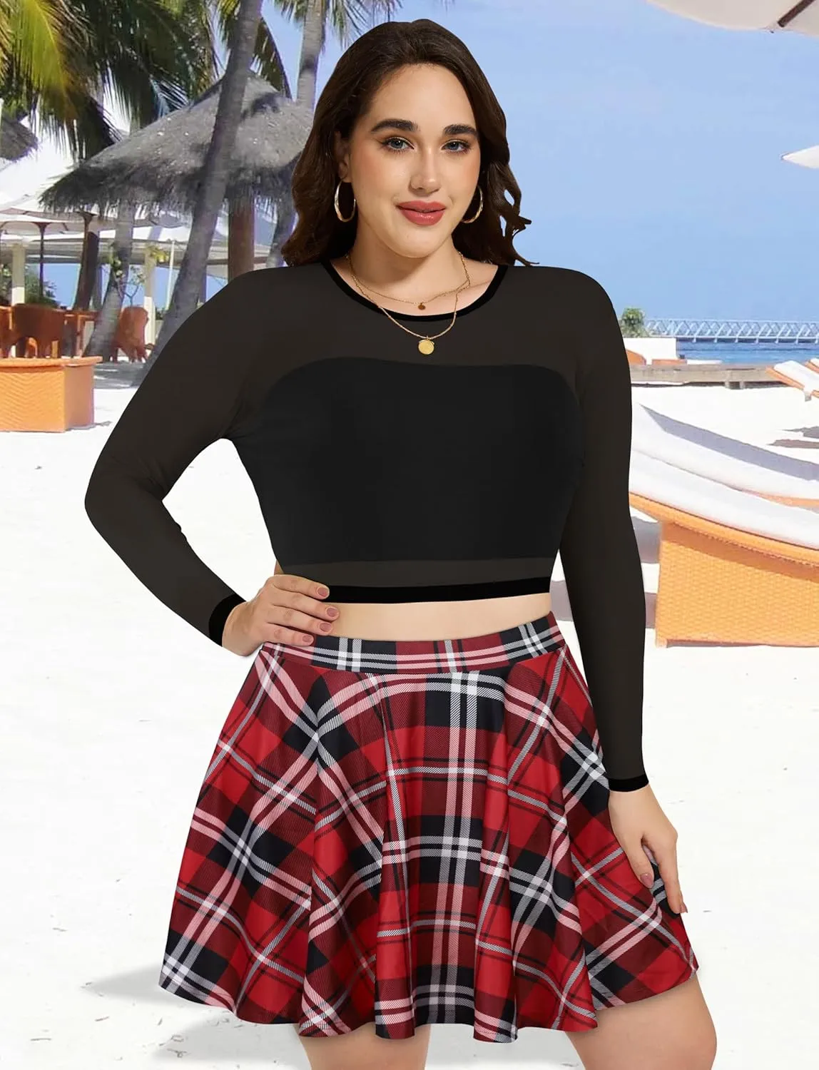 JOELLYUS Plus Size Skirts for Women Summer Pleated Mini Skirt Casual Flowy High Waisted Womens Short Skirts