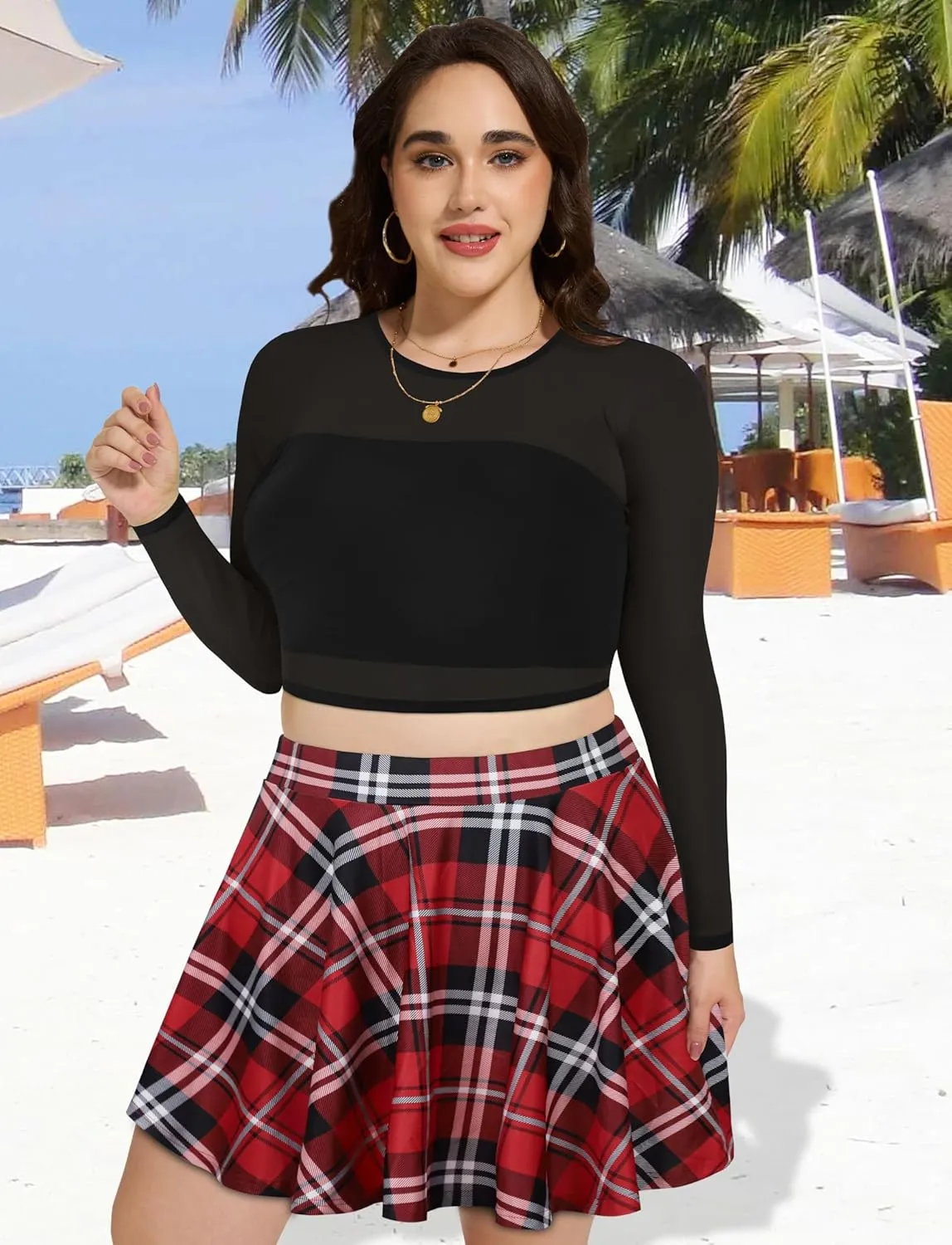 JOELLYUS Plus Size Skirts for Women Summer Pleated Mini Skirt Casual Flowy High Waisted Womens Short Skirts