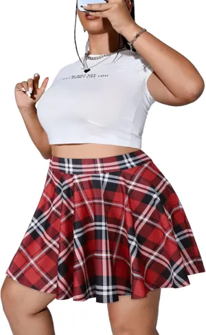 JOELLYUS Plus Size Skirts for Women Summer Pleated Mini Skirt Casual Flowy High Waisted Womens Short Skirts