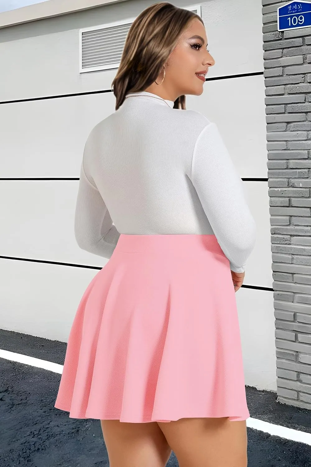 JOELLYUS Plus Size Skirts for Women Summer Pleated Mini Skirt Casual Flowy High Waisted Womens Short Skirts