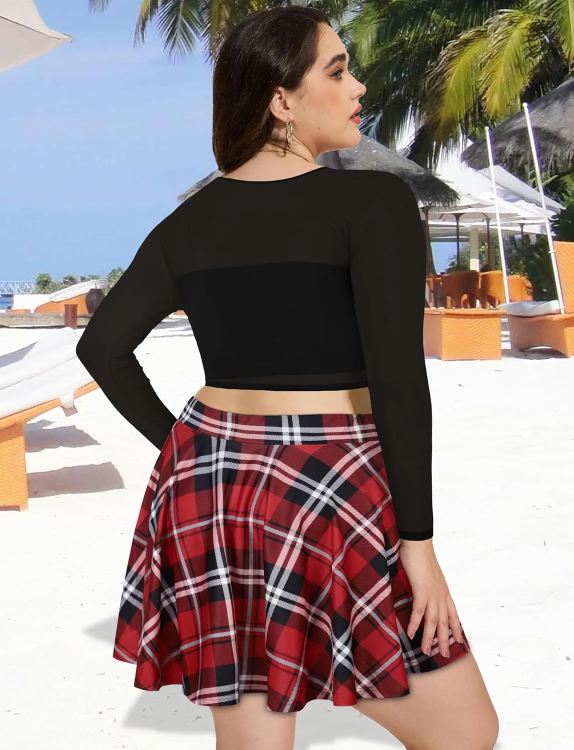 JOELLYUS Plus Size Skirts for Women Summer Pleated Mini Skirt Casual Flowy High Waisted Womens Short Skirts