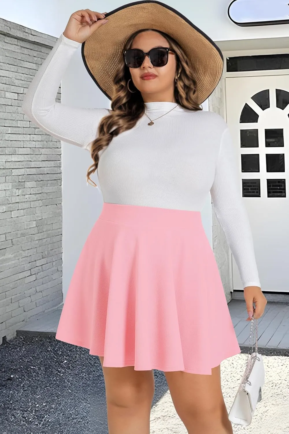 JOELLYUS Plus Size Skirts for Women Summer Pleated Mini Skirt Casual Flowy High Waisted Womens Short Skirts