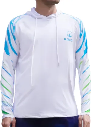 Kalkal UPF 50  Sun Protection Hooded Fishing Shirts for Men Long Sleeve Hoodies with Face Mask Rash Guards Quick Dry