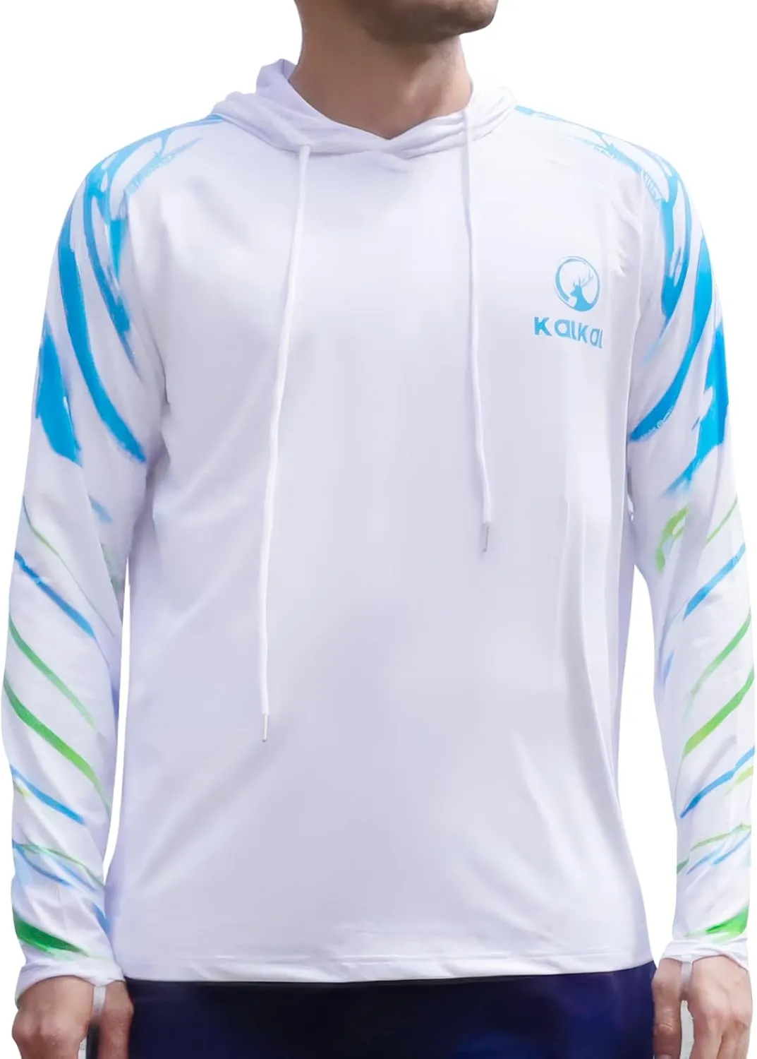 Kalkal UPF 50  Sun Protection Hooded Fishing Shirts for Men Long Sleeve Hoodies with Face Mask Rash Guards Quick Dry