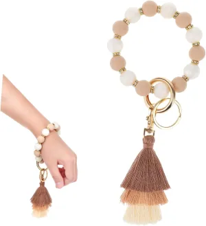 Key Ring Wristlet Keychain Stylish Beaded Bracelet Key Holder for Easy Access Comfortable Wear and Lasting Use Practical for Women and Men