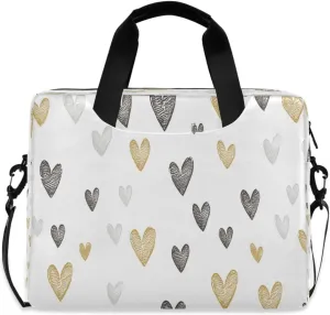 Laptop Bag, Briefcase, 15.7 inch, Hand-carry or Shoulder-strap, Waterproof and Durable, Doodle Colorful Heart Pattern