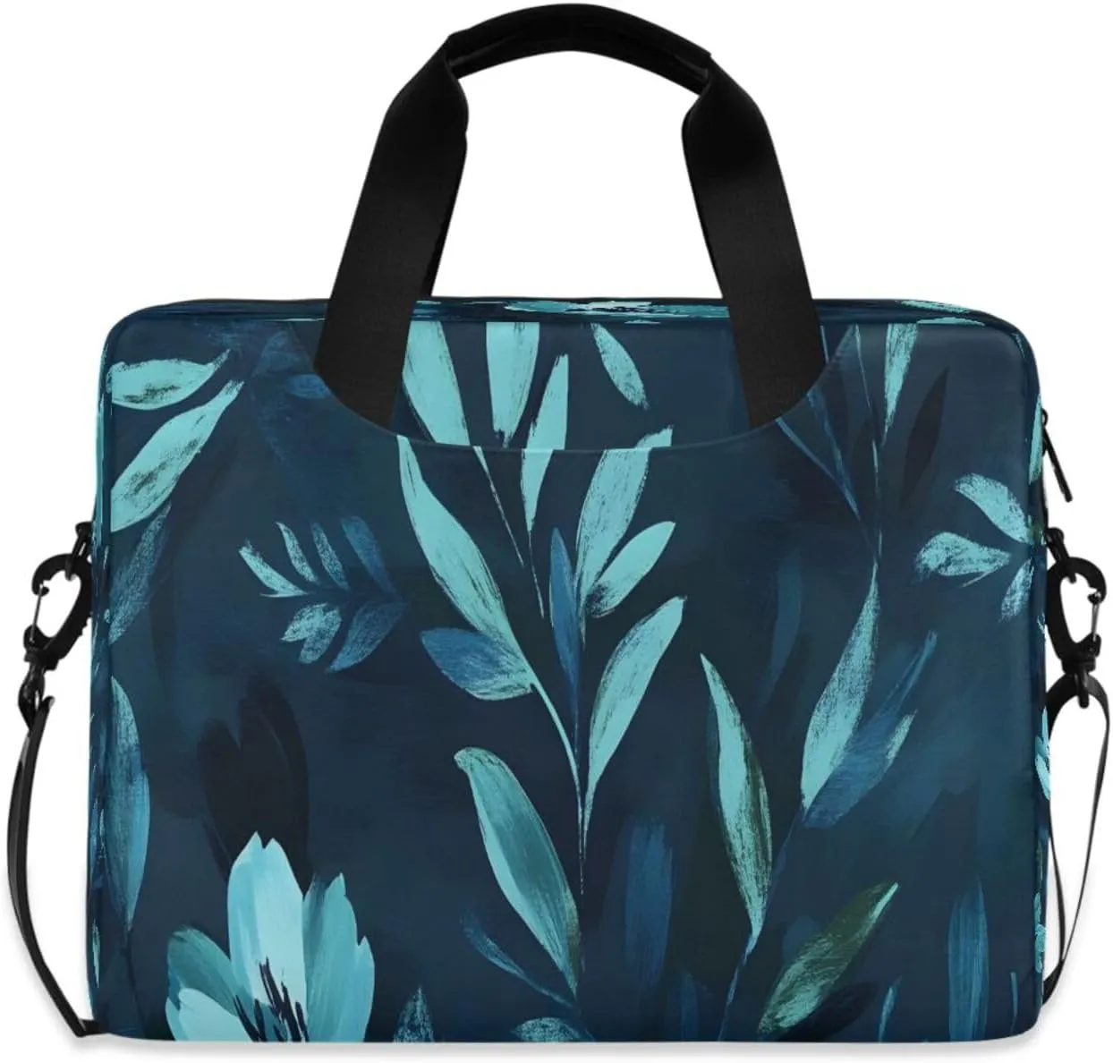 Laptop Bag, Briefcase, 15.7 inch, Hand-carry or Shoulder-strap, Waterproof and Durable, Graffiti Blue Abstract Flower Pattern