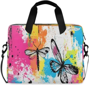 Laptop Bag, Briefcase, 15.7 inch, Hand-carry or Shoulder-strap, Waterproof and Durable, Graffiti Dragonfly Pattern