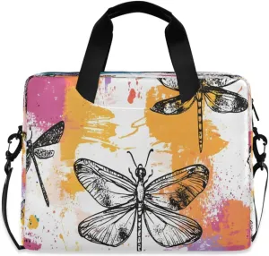 Laptop Bag, Briefcase, 15.7 inch, Hand-carry or Shoulder-strap, Waterproof and Durable, Graffiti Dragonfly Pattern