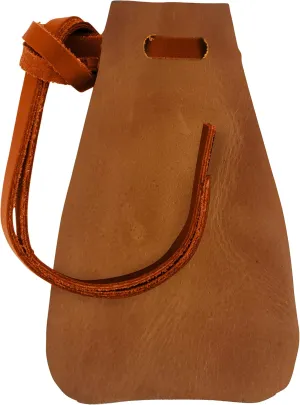 Leather Drawstring Pouch, Coin Bag, Medicine Tobacco Pouch Medieval Reenactment Made in U.S.A. by Nabob Leather Size 4.75" x 3" Rustic Orange