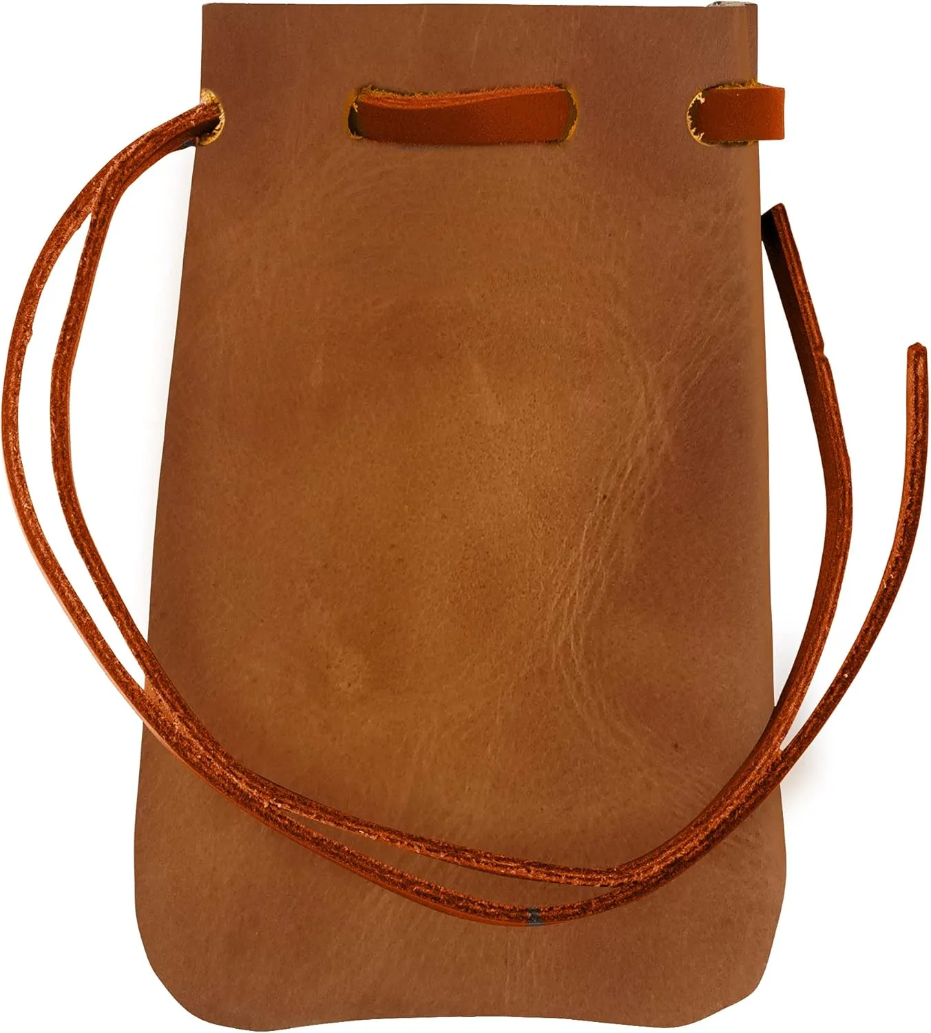 Leather Drawstring Pouch, Coin Bag, Medicine Tobacco Pouch Medieval Reenactment Made in U.S.A. by Nabob Leather Size 4.75" x 3" Rustic Orange