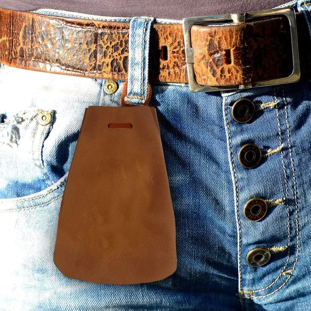 Leather Drawstring Pouch, Coin Bag, Medicine Tobacco Pouch Medieval Reenactment Made in U.S.A. by Nabob Leather Size 4.75" x 3" Rustic Orange