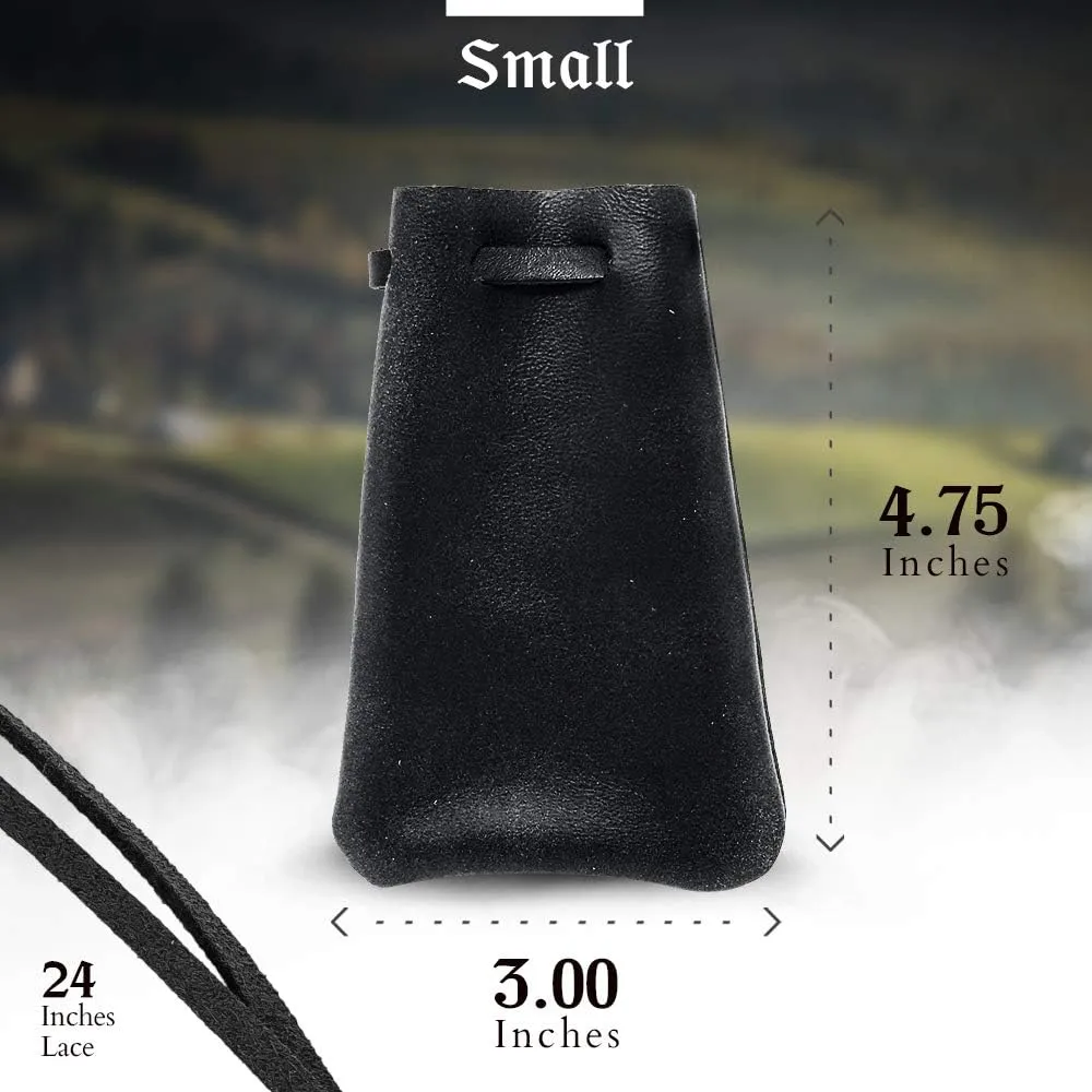 Leather Drawstring Pouch, Coin Bag, Medicine Tobacco Pouch Medieval Reenactment Made in U.S.A. by Nabob Leather Size 4.75" x 3"