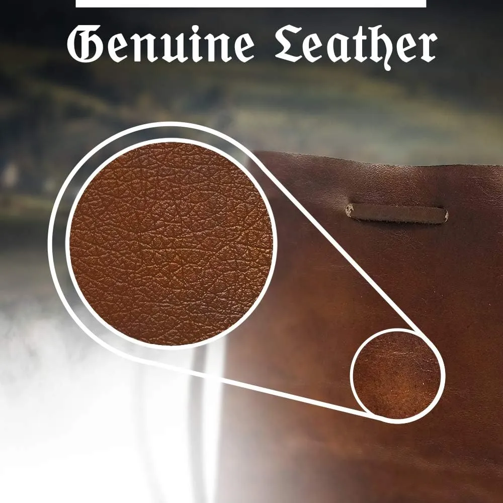 Leather Drawstring Pouch, Coin Bag, Medicine Tobacco Pouch Medieval Reenactment Made in U.S.A. by Nabob Leather Size 4.75" x 3"