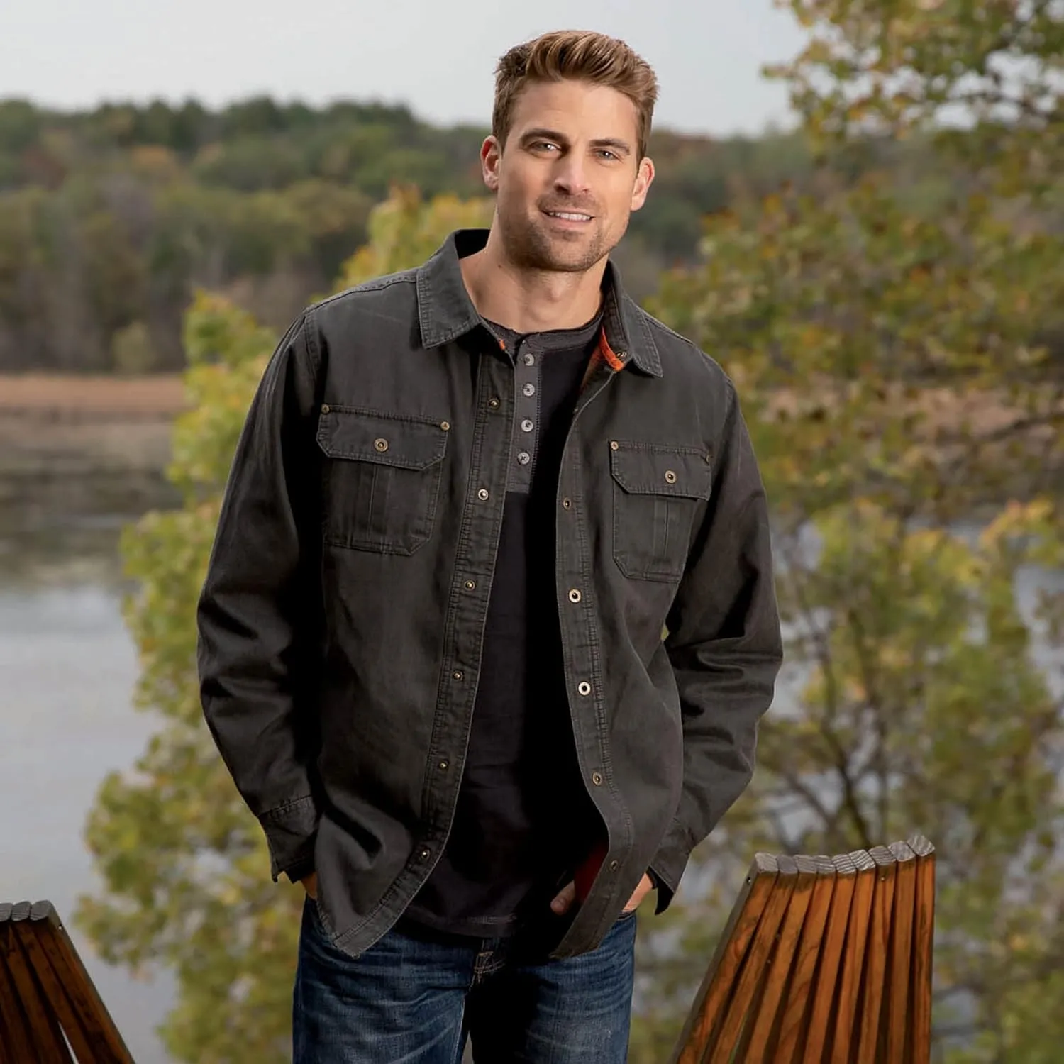 Legendary Whitetails Journeyman Shirt Jacket Flannel Lined Shacket for Men Water-Resistant Coat Rugged Fall Clothing