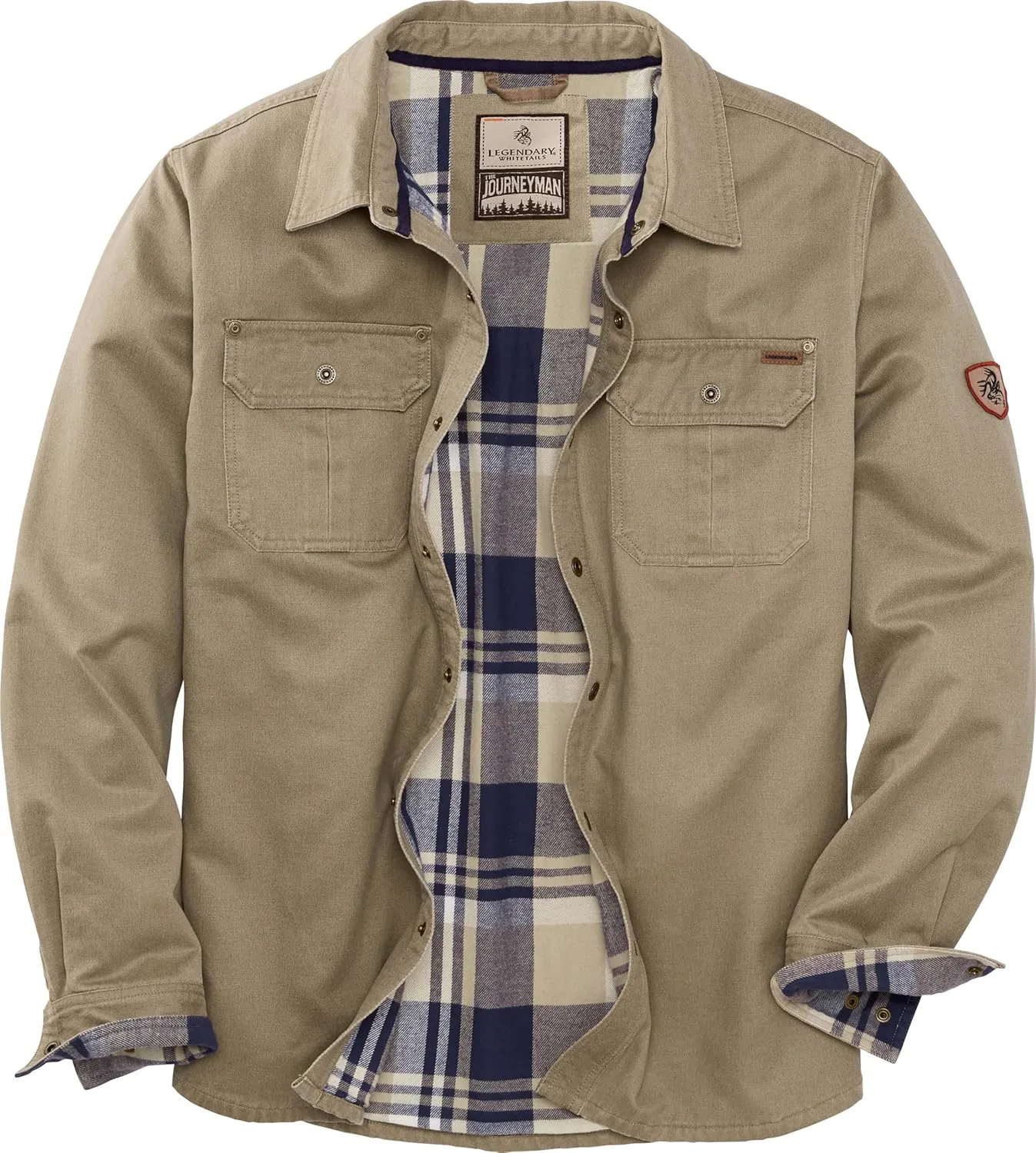 Legendary Whitetails Journeyman Shirt Jacket Flannel Lined Shacket for Men Water-Resistant Coat Rugged Fall Clothing