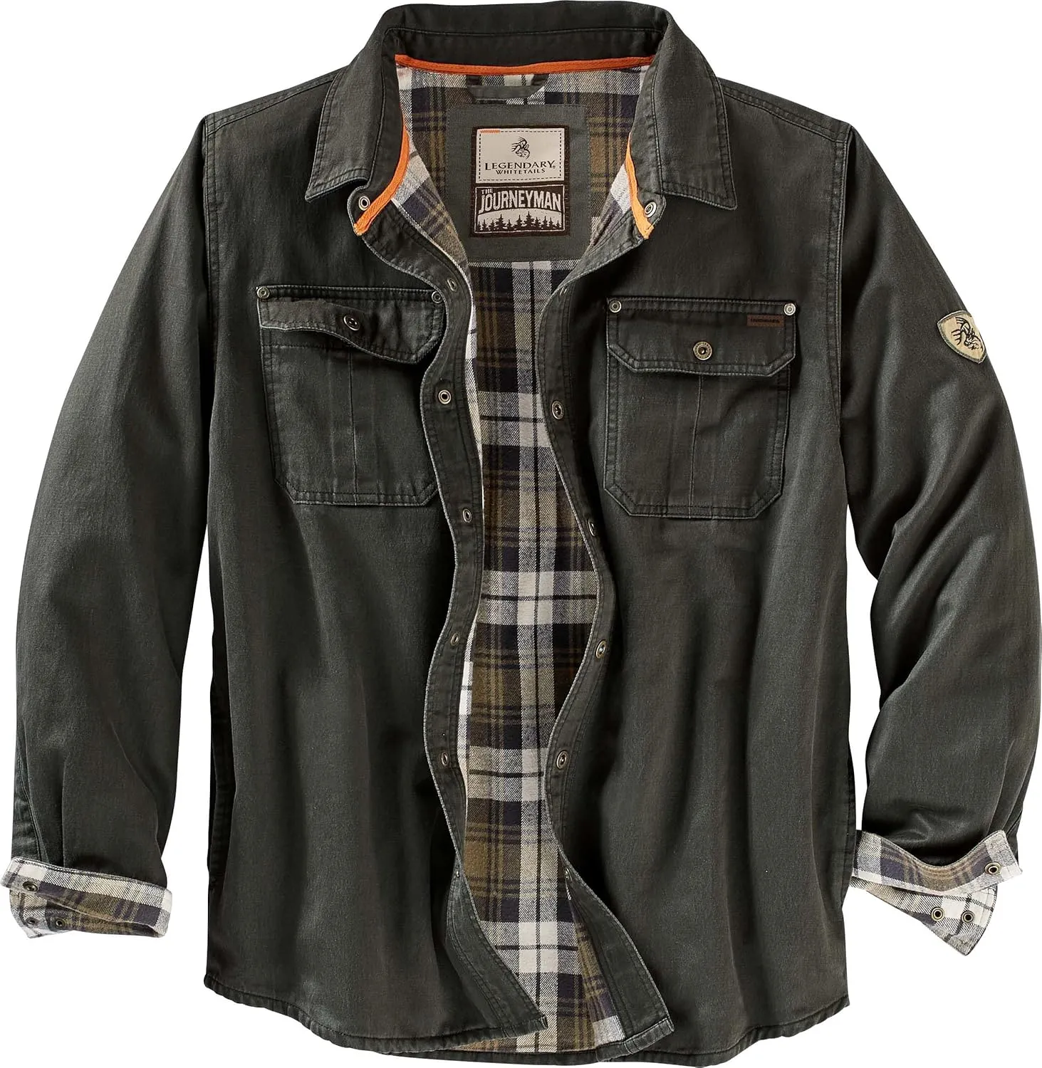 Legendary Whitetails Journeyman Shirt Jacket Flannel Lined Shacket for Men Water-Resistant Coat Rugged Fall Clothing