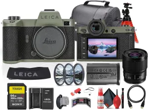 Leica SL2-S Reporter Edition Mirrorless Camera (10891)   Panasonic S 100mm Lens   64GB Memory Card   Lens Filter Kit   Camera Bag   Flexible Tripod   Cleaning Kit   HDMI Cable   Hand Strap   More